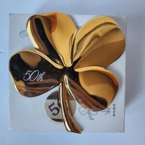 Vintage 1982 Gerity 24K Gold Electroplated Four Leaf Clover With Box and Insert